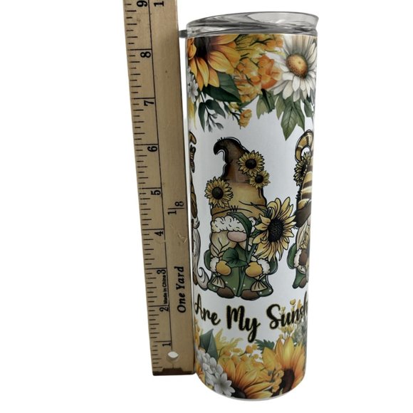 Skinny Tumbler 20oz You Are My Sunshine Gnomes Sunflowers Stainless-Steel - Picture 7 of 9